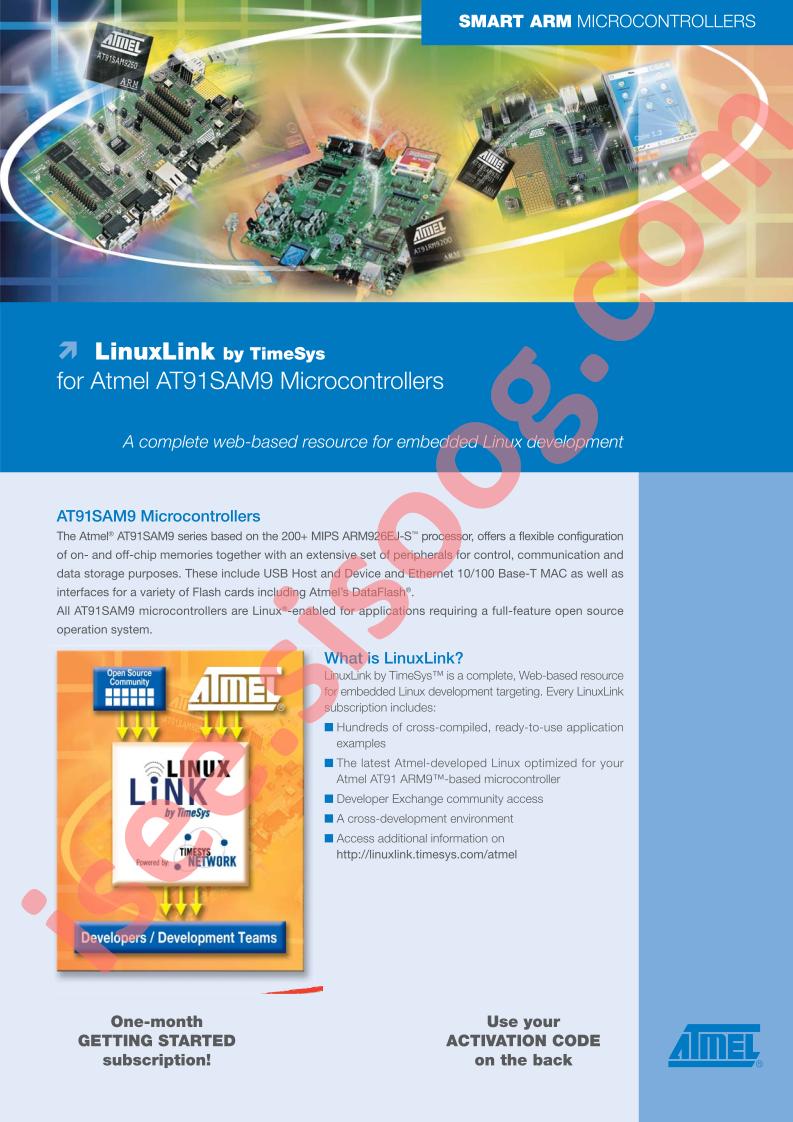 AT91 Smart Arm Microcontrollers, LinuxLink Flyer