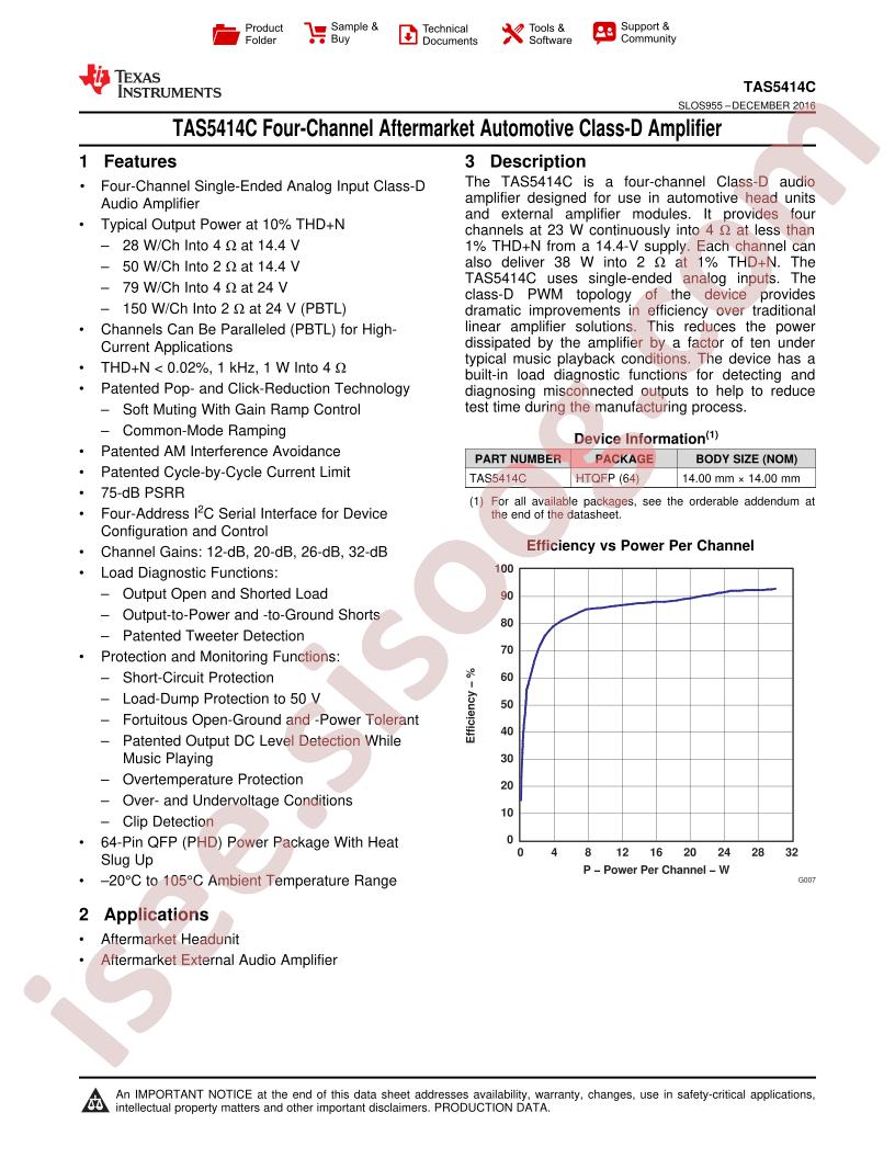 TAS5414C Datasheet