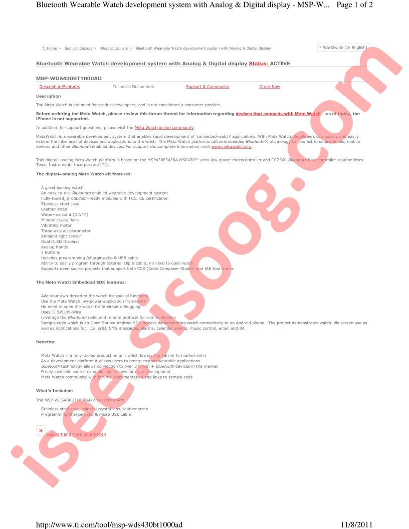 MSP-WDS430BT1000AD Overview