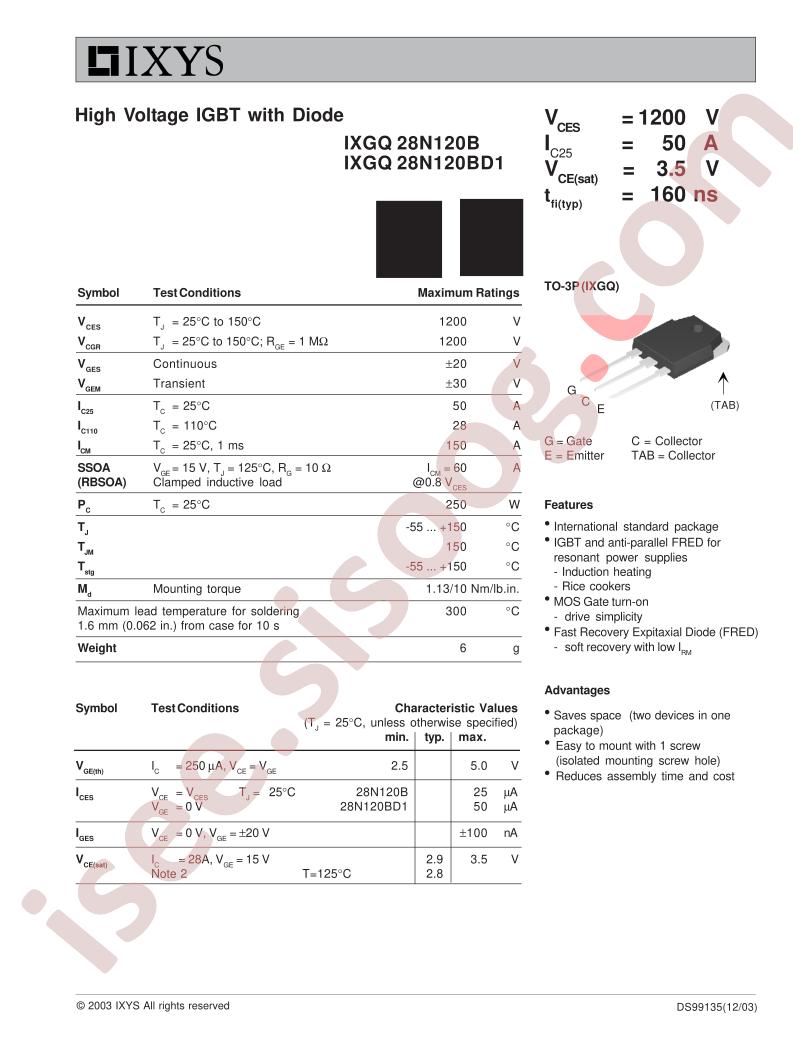 IXGQ28N120B/BD1