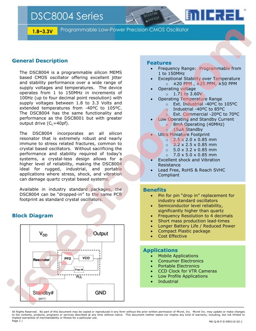 DSC8004 Series Datasheet