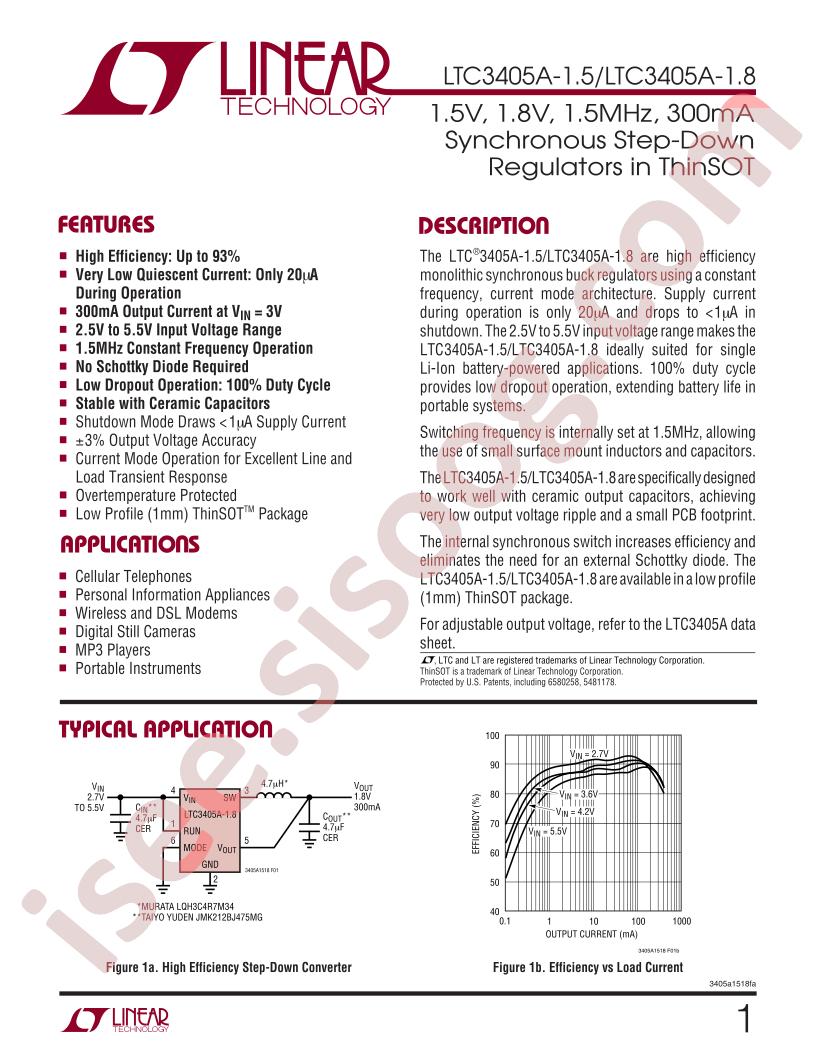 LTC3405A-1.5, 1.8