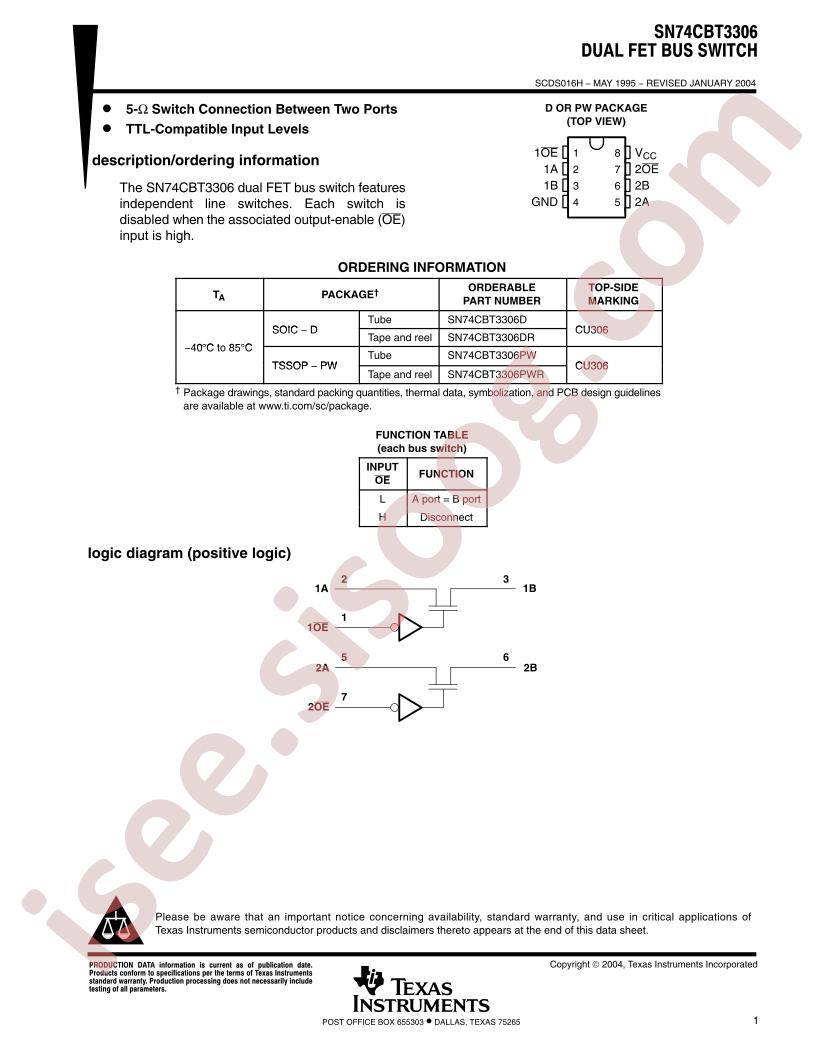 SN74CBT3306 Datasheet