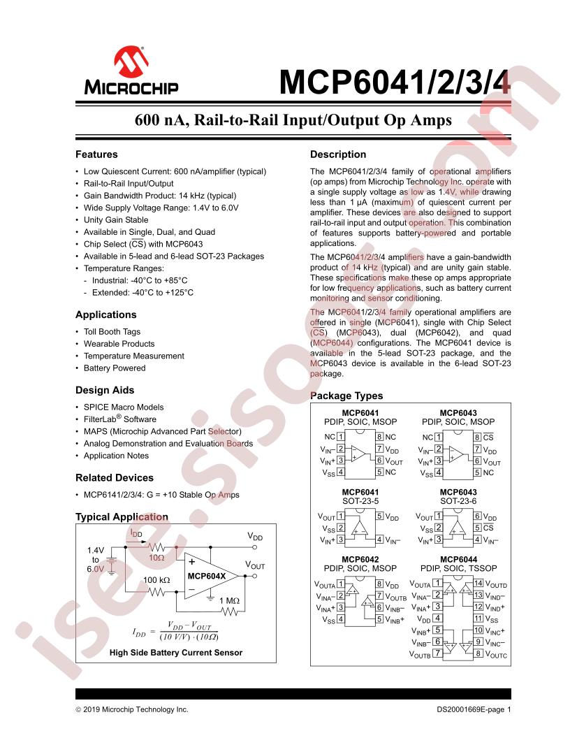 MCP604x Datasheet