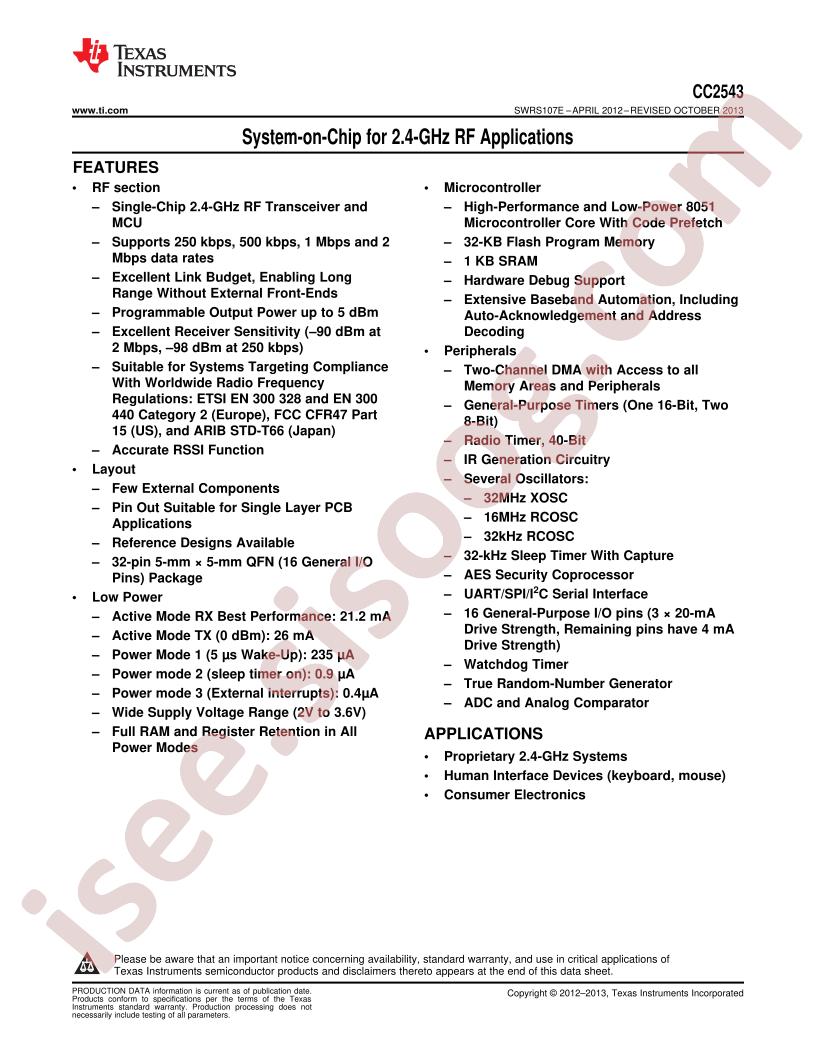 CC2543 Datasheet