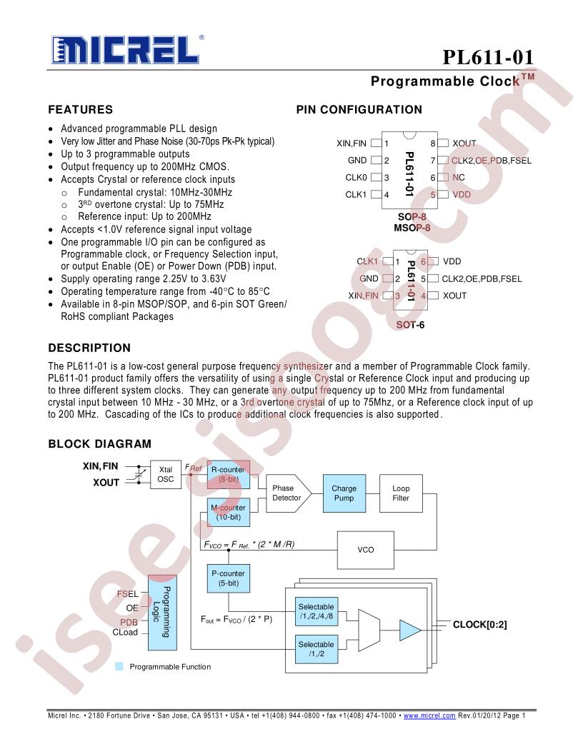 PL611-01 Datasheet