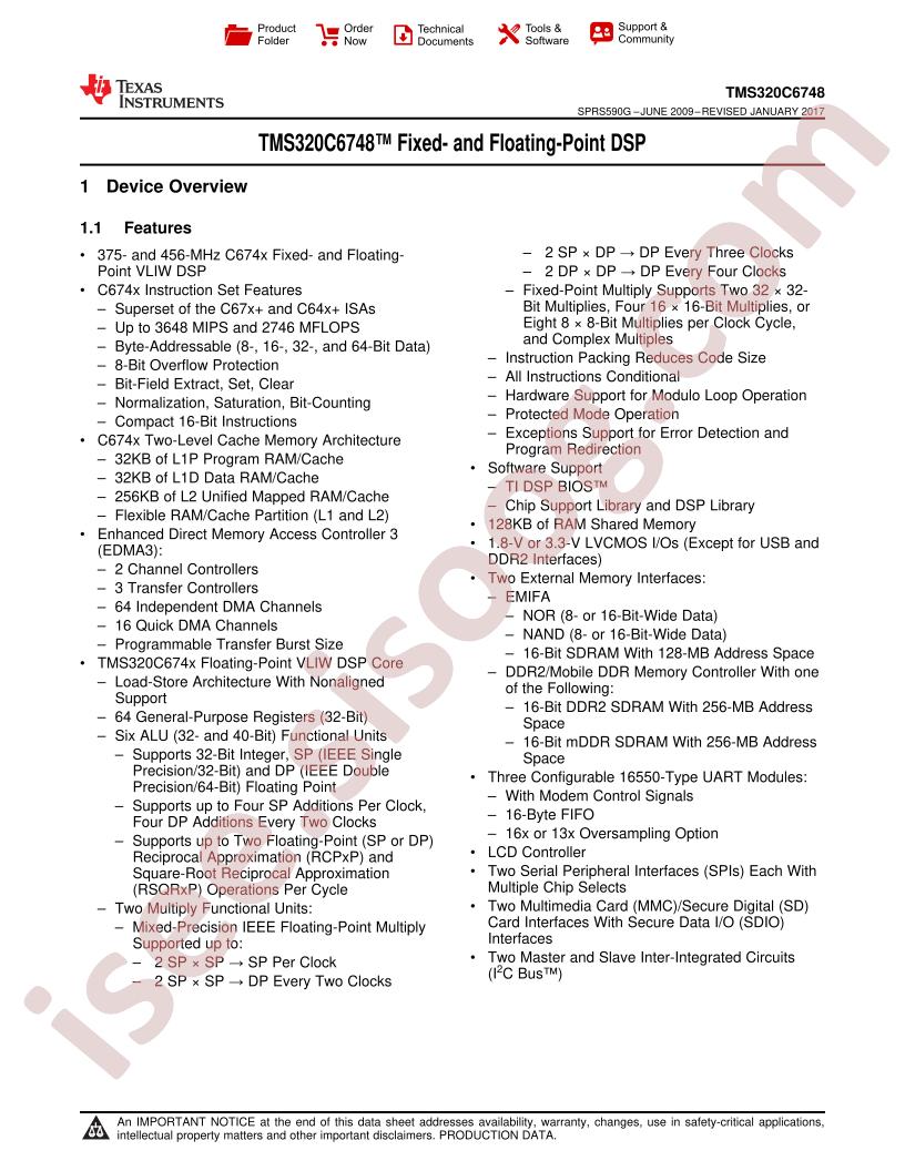 TMS320C6748 Datasheet