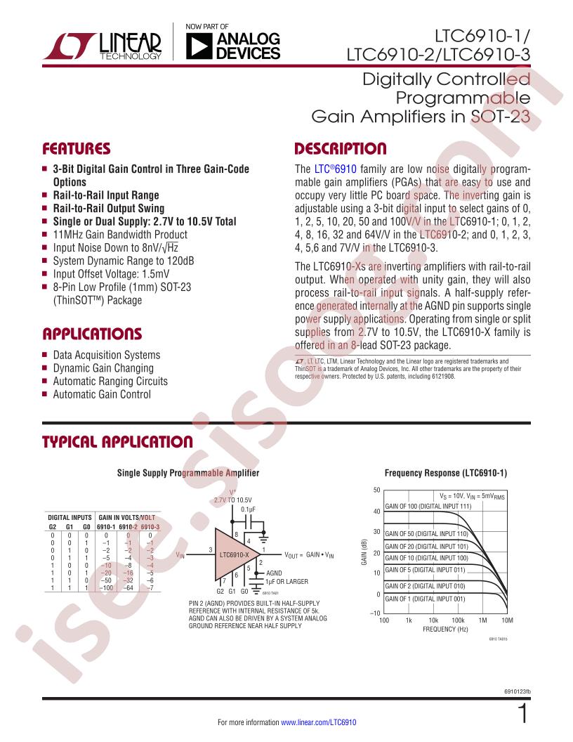 LTC6910-1/2/3