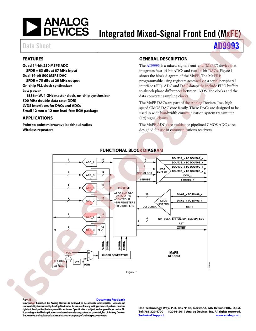 AD9993 Series MxFE® Datasheet