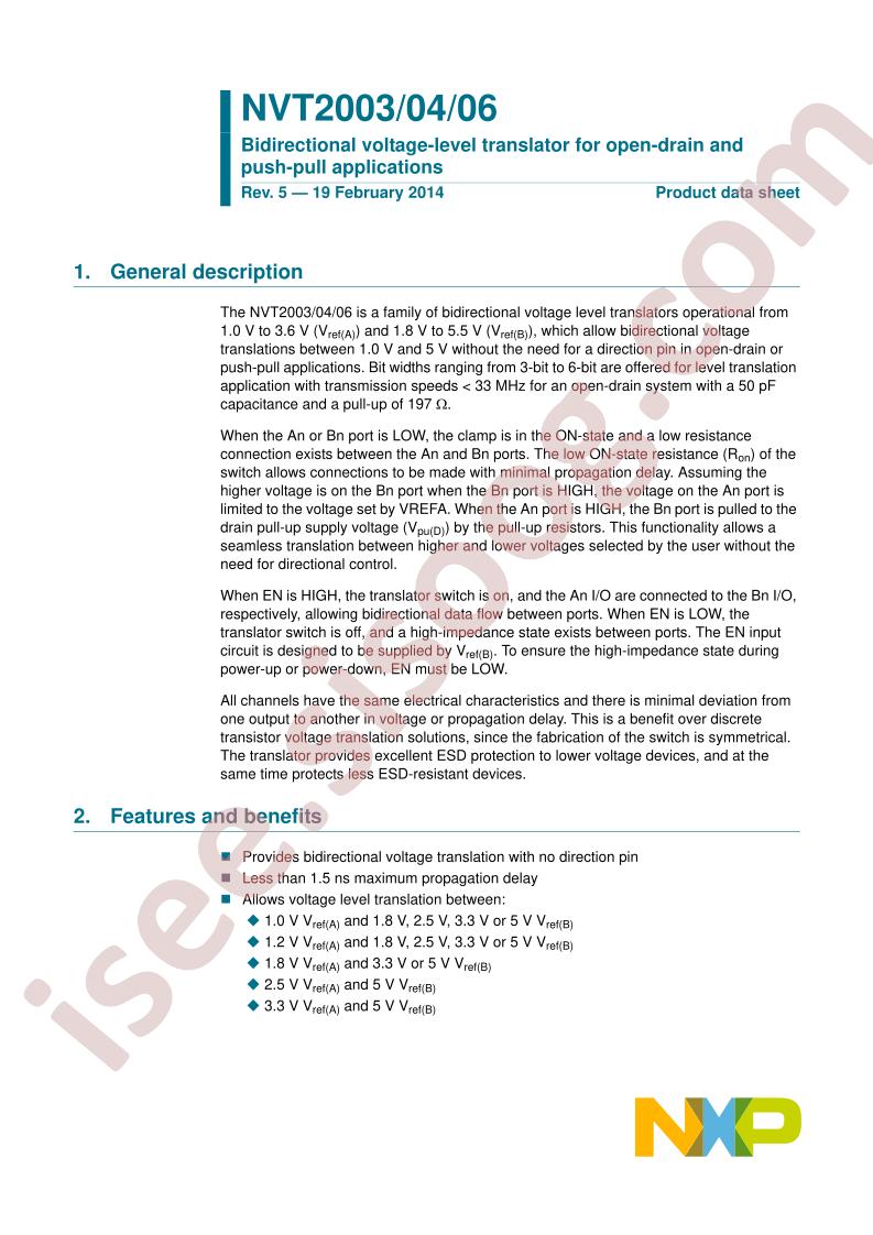 NVT2003, 04, 06 Datasheet