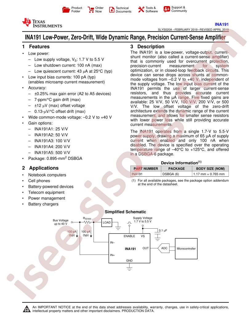 INA191 Datasheet