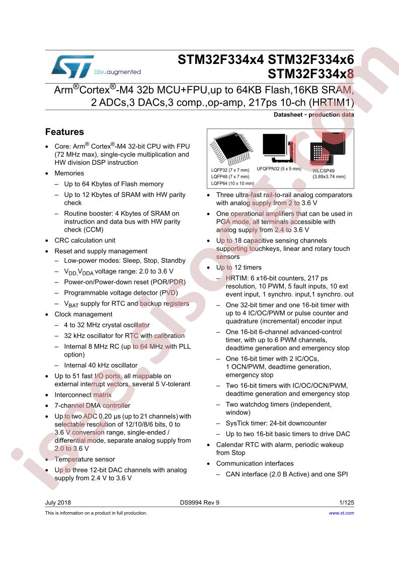 STM32F334x4,x6,x8 Datasheet