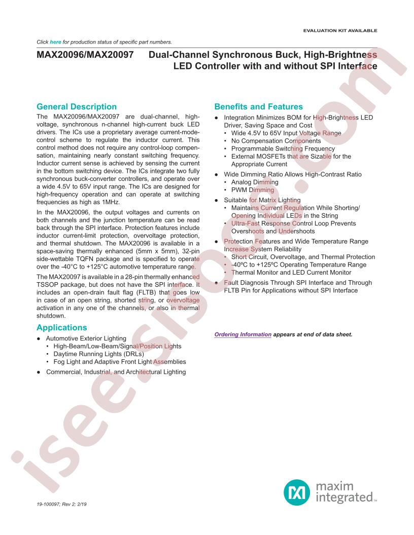 MAX20096, MAX20097 Datasheet