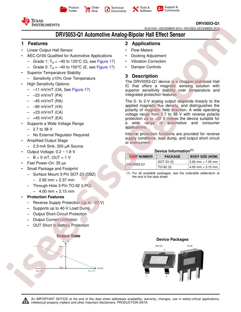 DRV5053-Q1 Datasheet