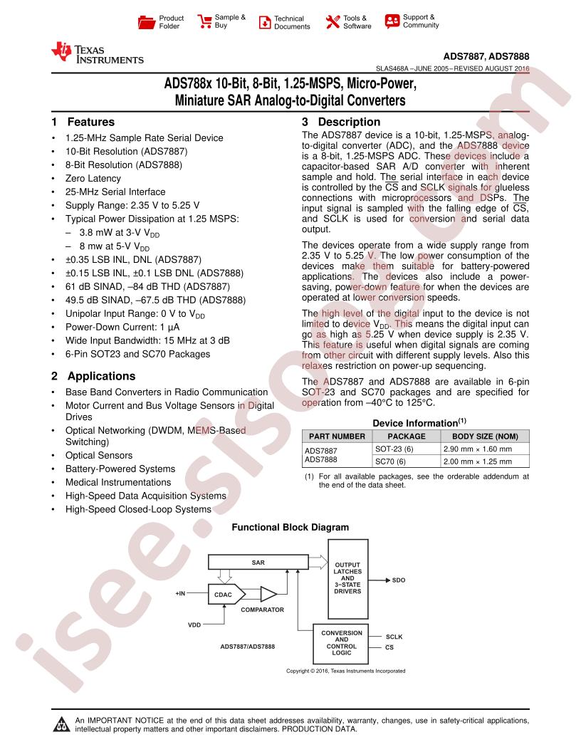 ADS7887, ADS7888 Datasheet