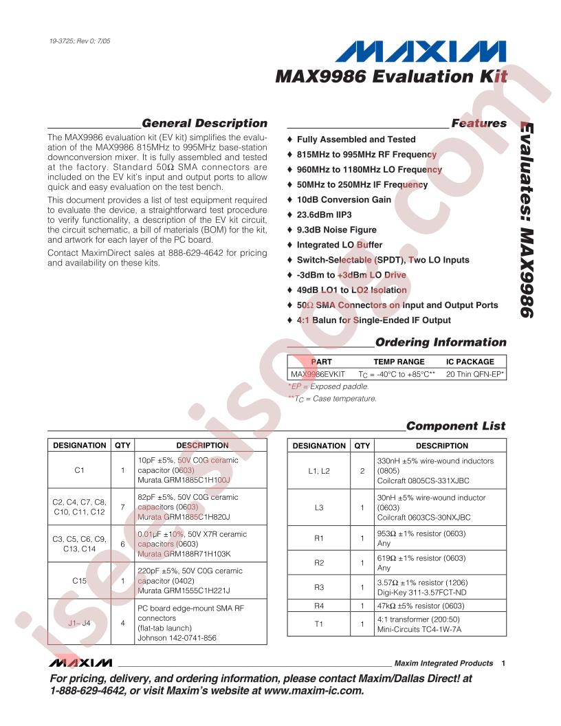 MAX9986 Eval Kit