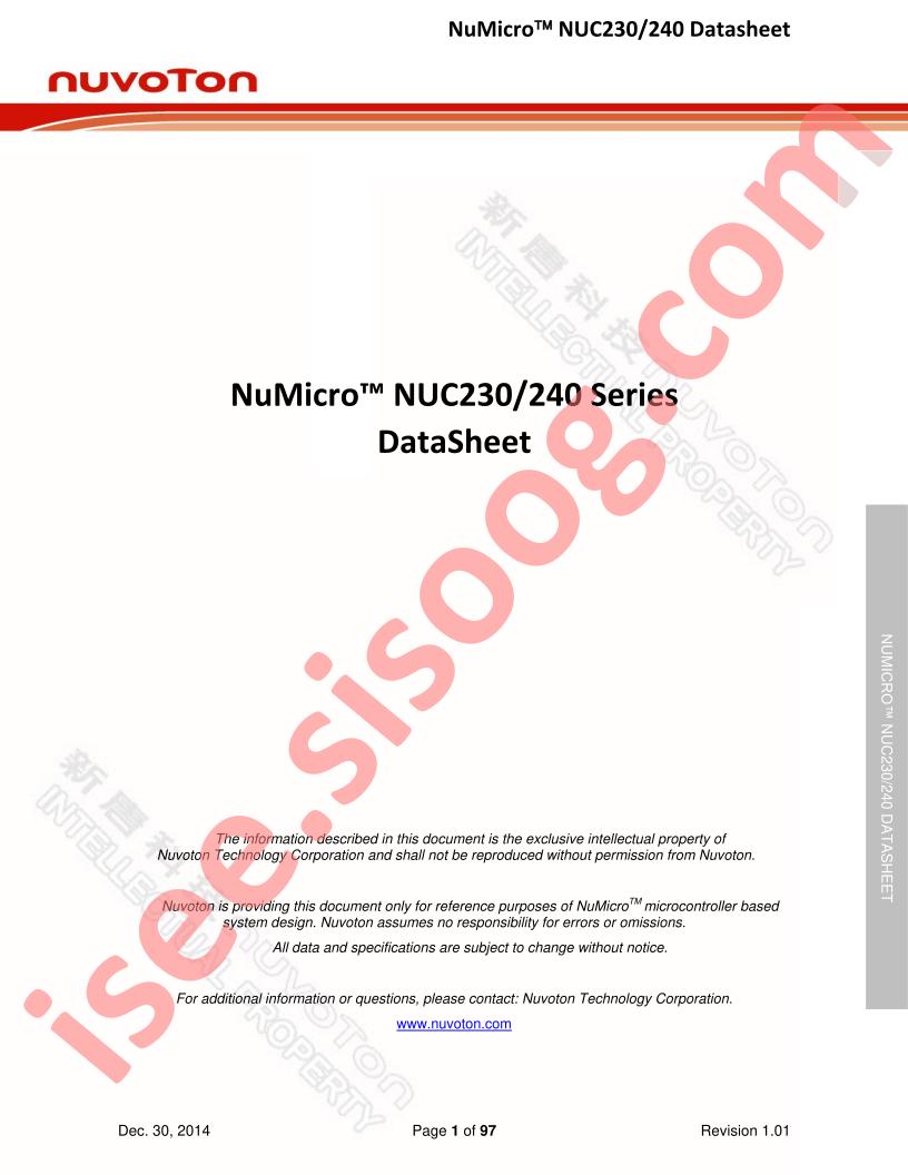 NUC230, NUC240 Series Datasheet