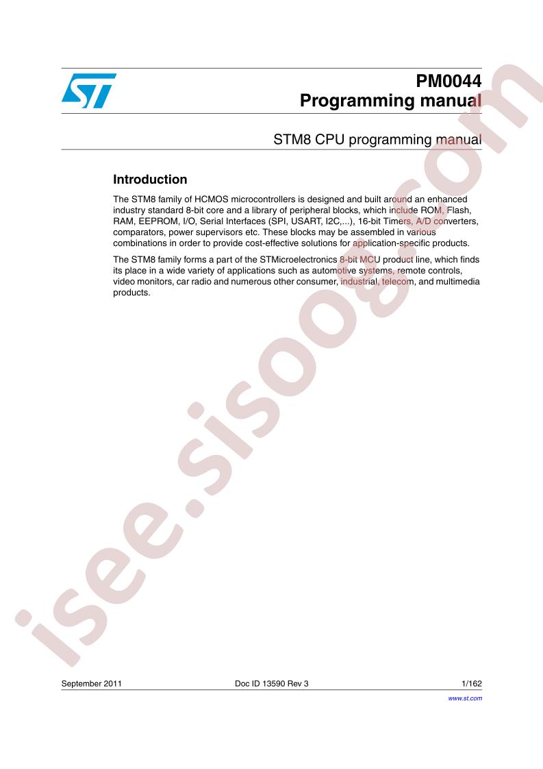 STM8 CPU Programming Manual