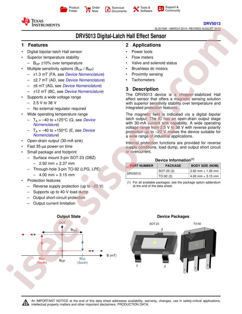 DRV5013 Datasheet
