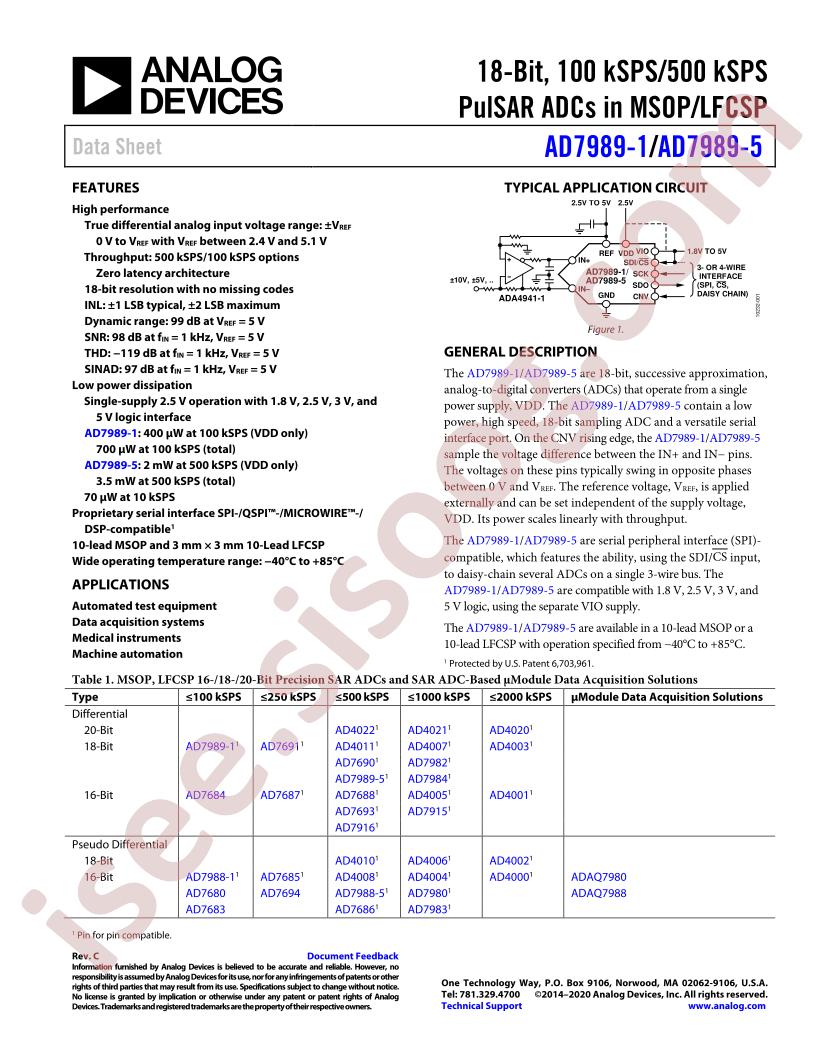 AD7989-1,5 Datasheet