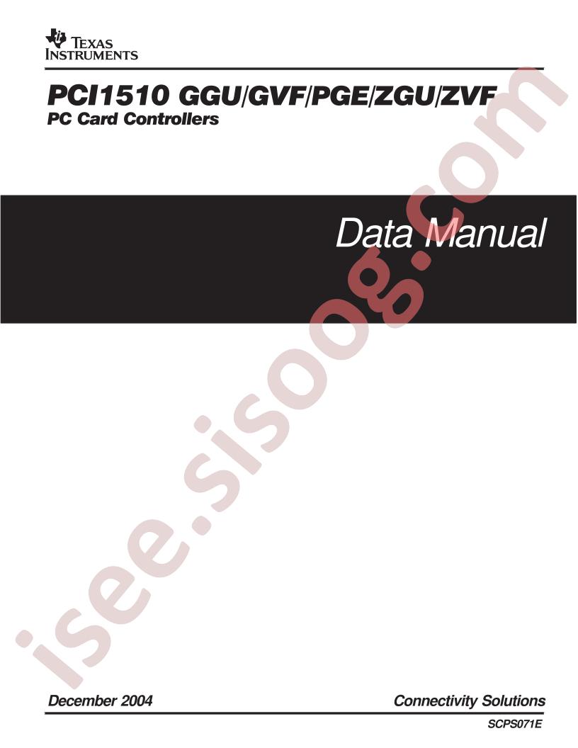 PCI1510 GGU,GVF,PGE,ZGU,ZVF