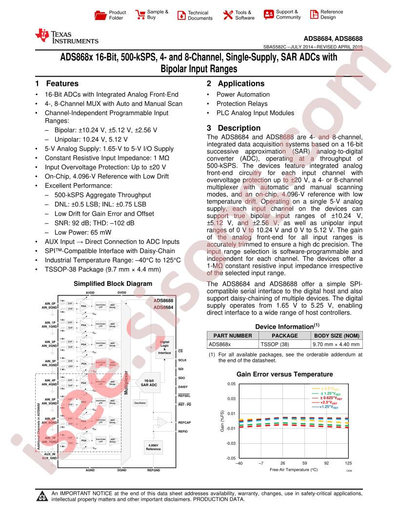 ADS8684, ADS8688 Datasheet