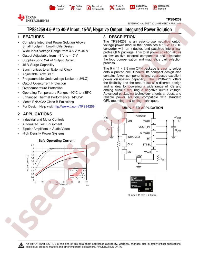 TPS84259 Datasheet
