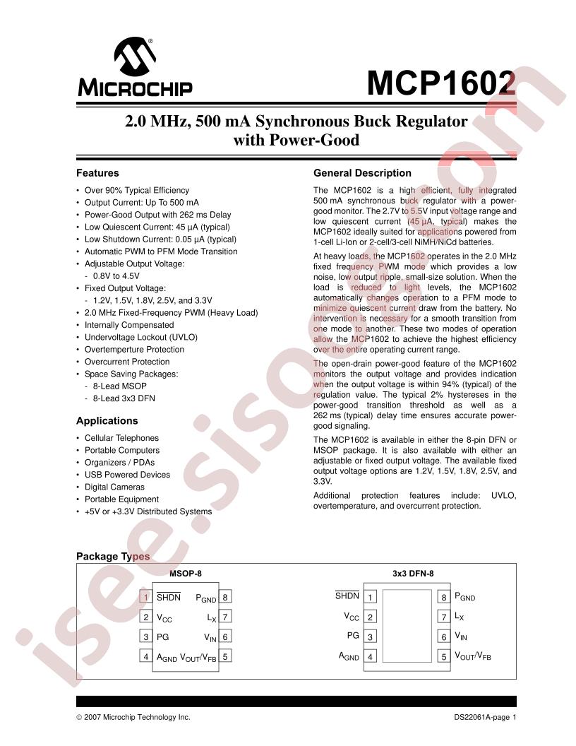 MCP1602 Datasheet