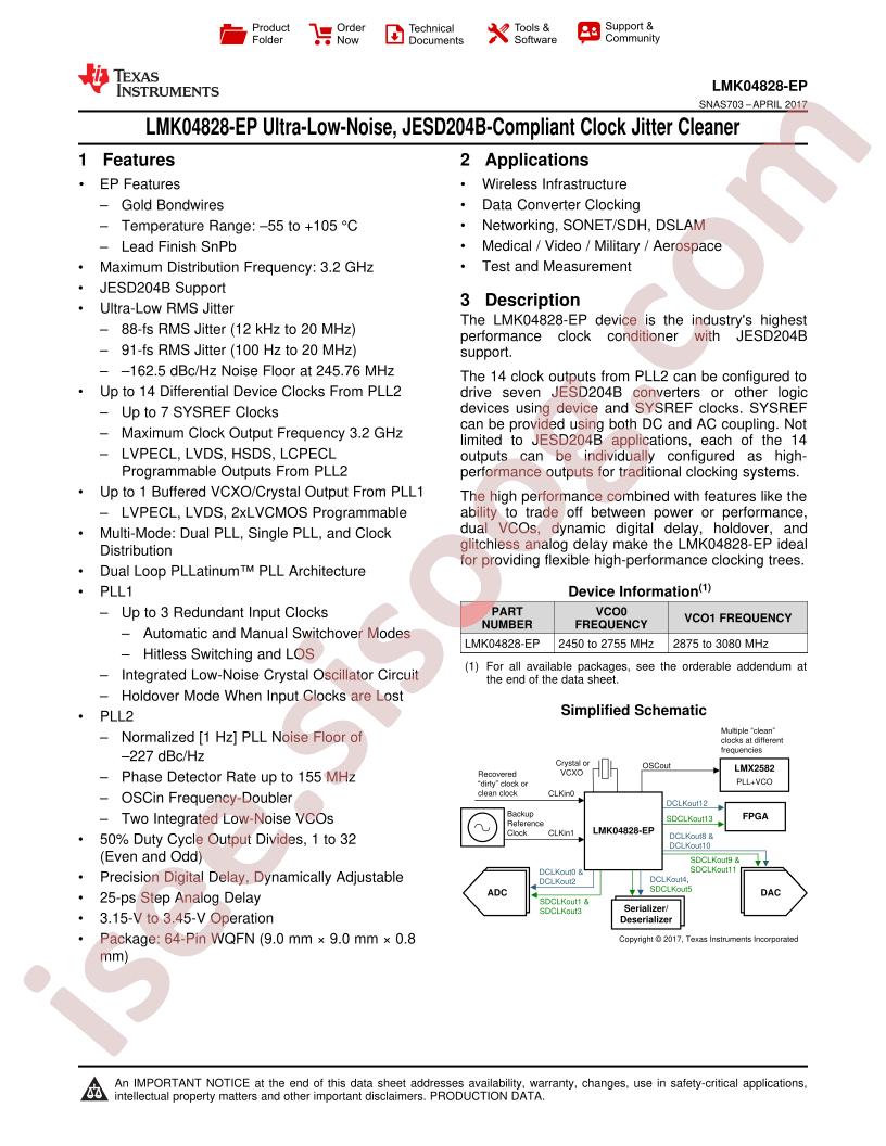 LMK04828-EP Datasheet