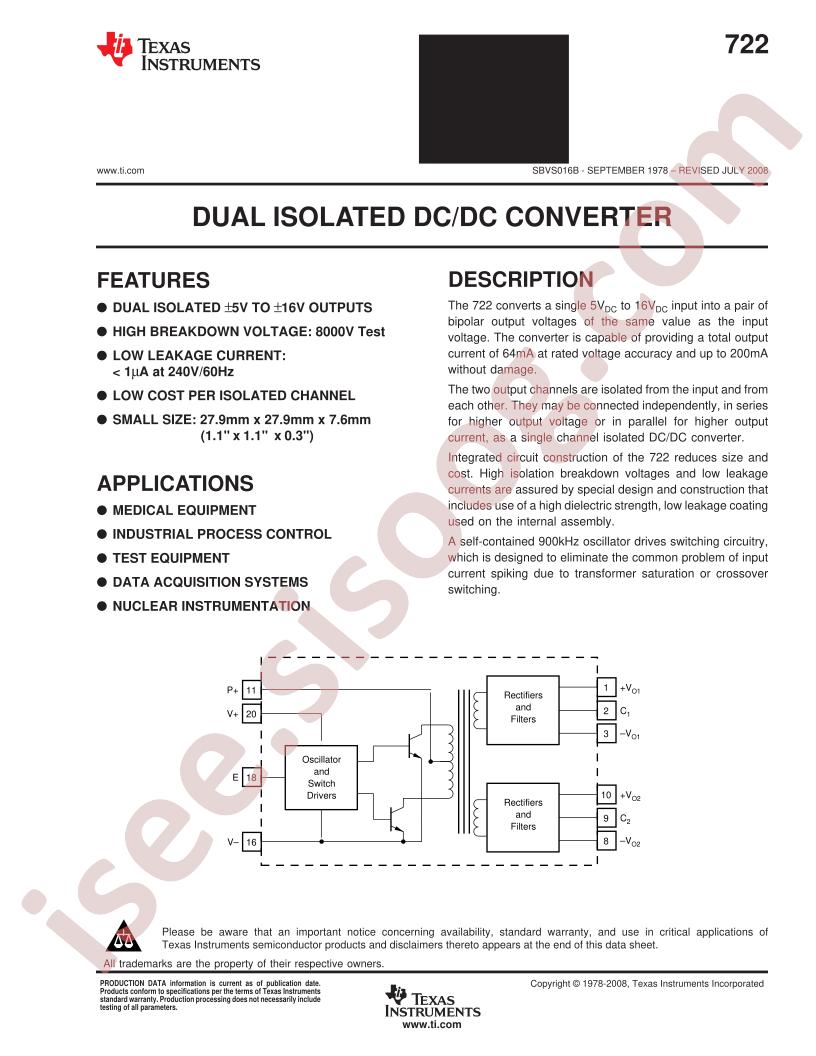 722 Datasheet