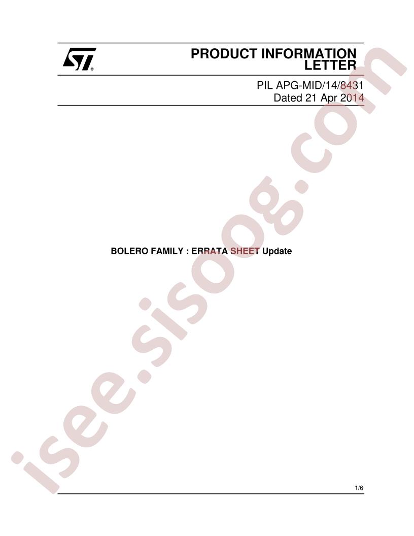 BOLERO Family Errata