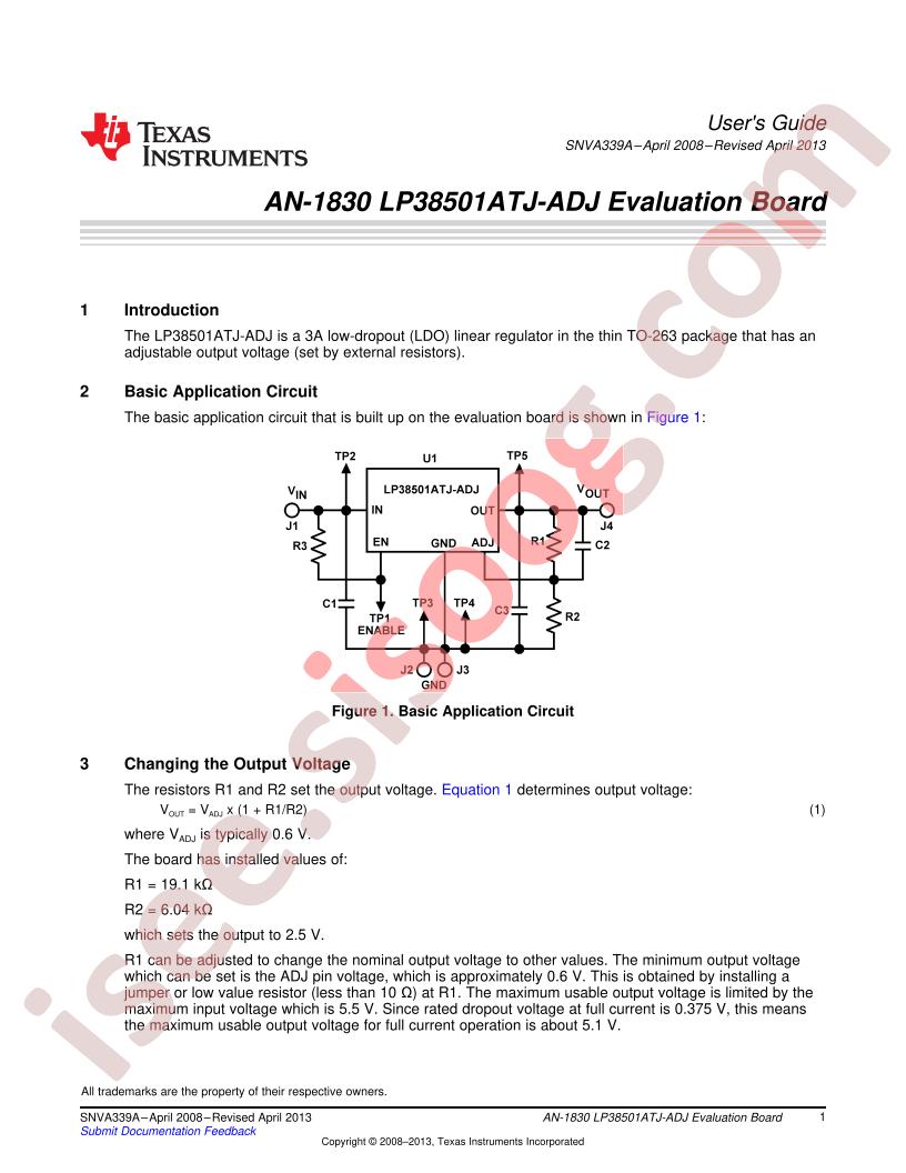 LP38501ATJ-ADJ Eval Board