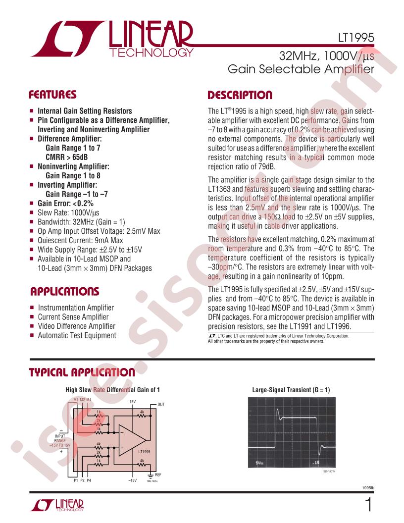 LT1995 Datasheet