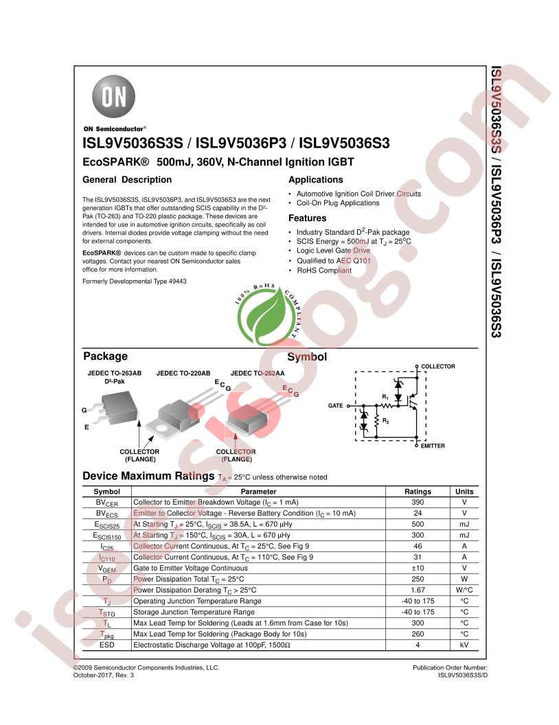 ISL9V5036S3S/P3/S3