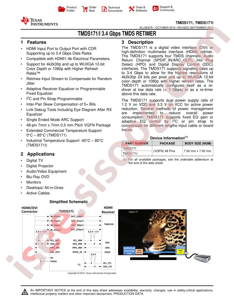 TMDS171(I) Datasheet
