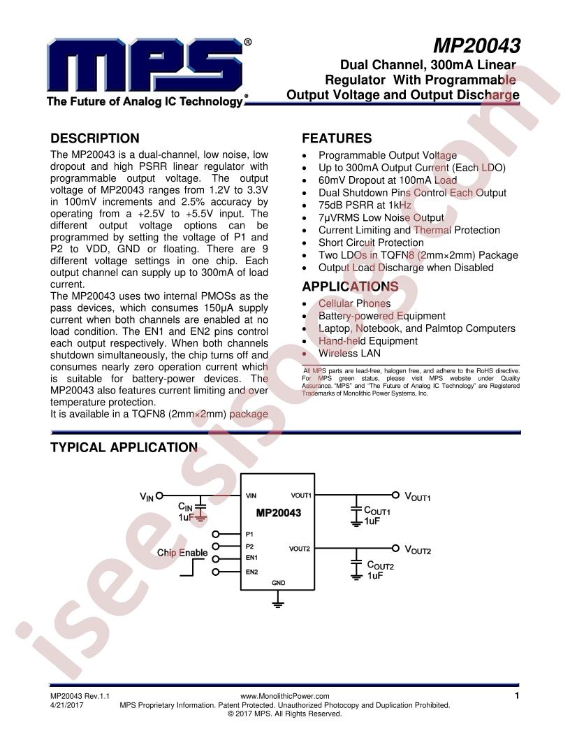 MP20043 Datasheet