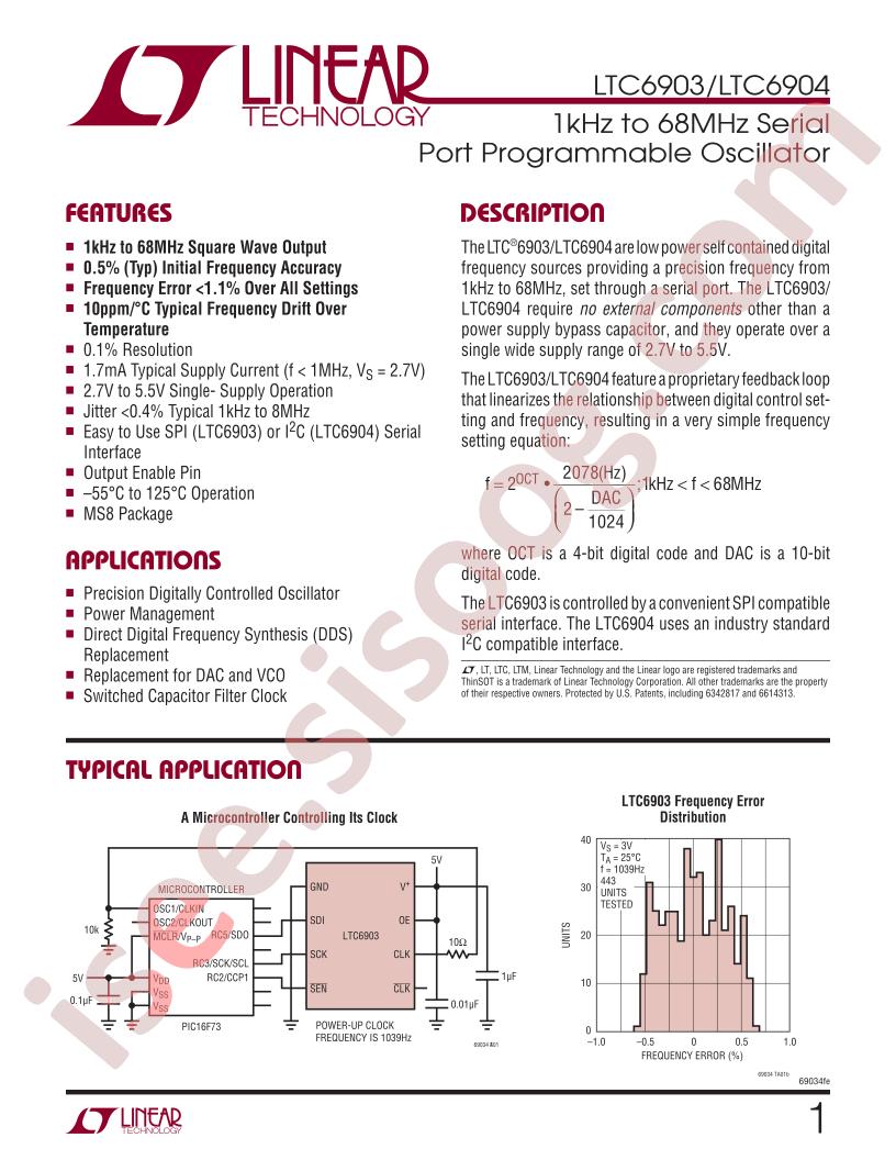 LTC6903,LTC6904 Datasheet