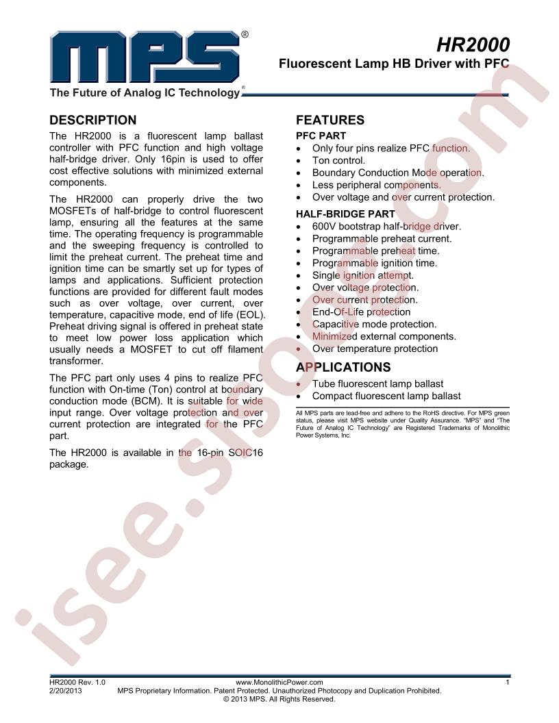 HR2000 Datasheet