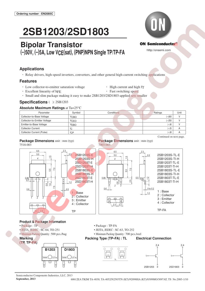 2SB1203/2SD1803