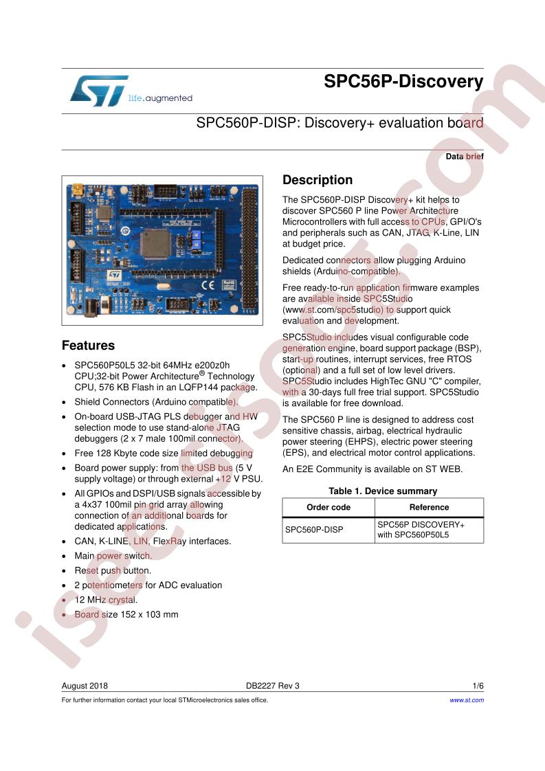 SPC56P-DISP Data Brief