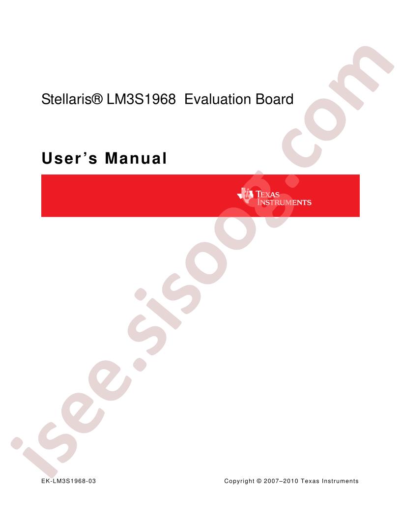 LM3S1968 Eval Board User Manual