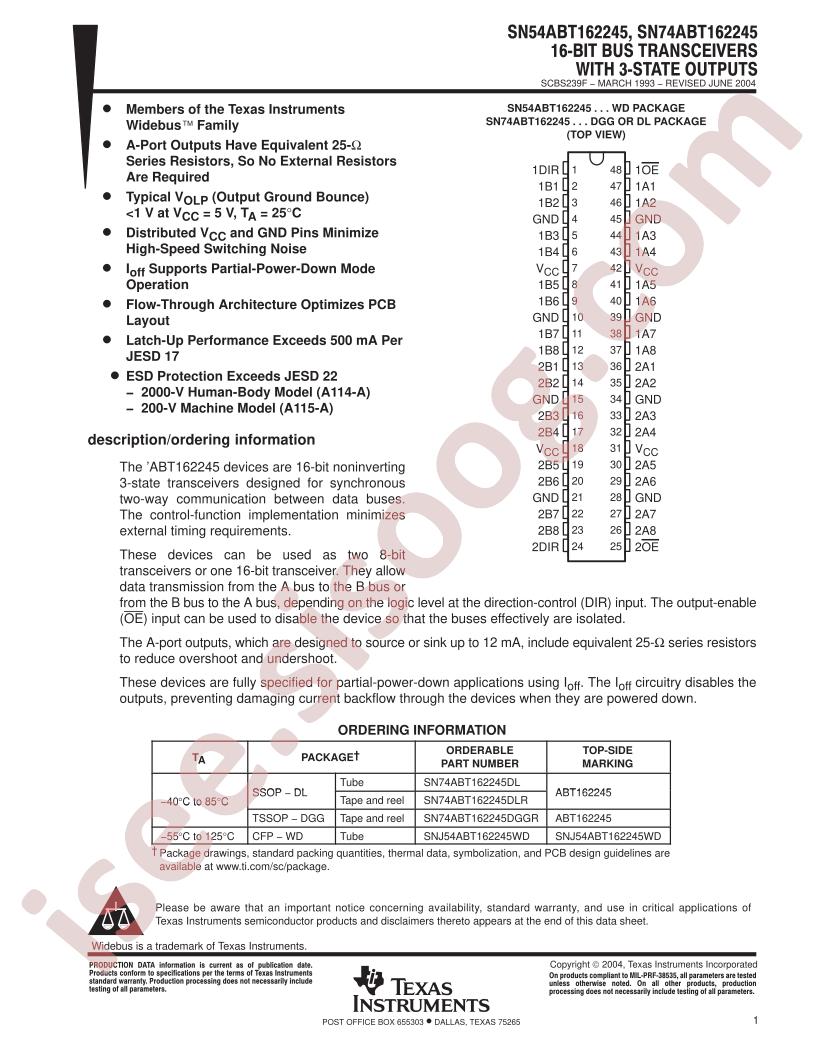 SN54ABT162245, SN74ABT162245