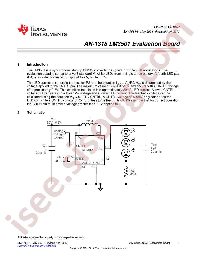 LM3501TL-16EV User Guide