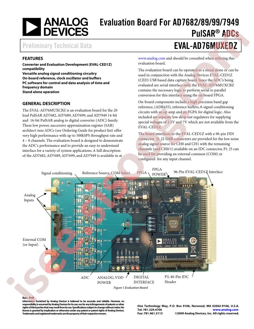 EVAL-AD76MUXEDZ Eval Board
