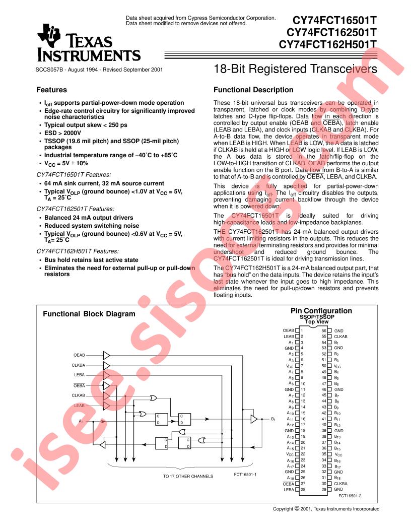 CY74FCT16(2,2H)501T