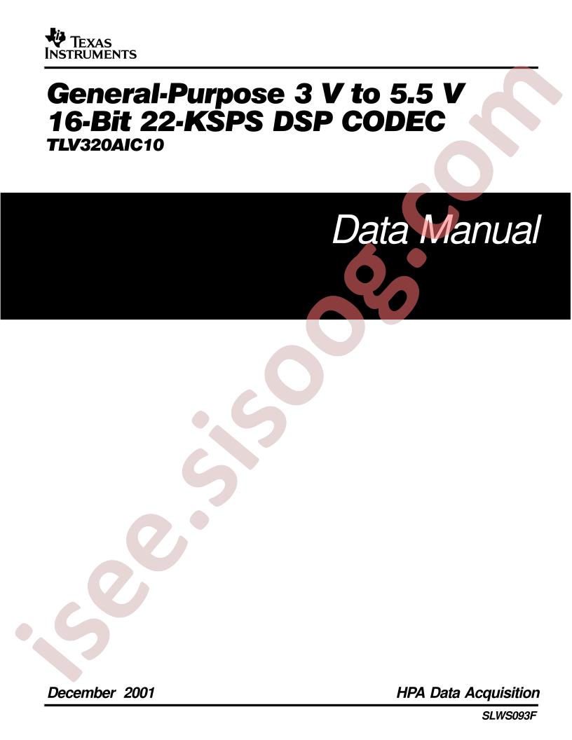 TLV320AIC10 Data Manual