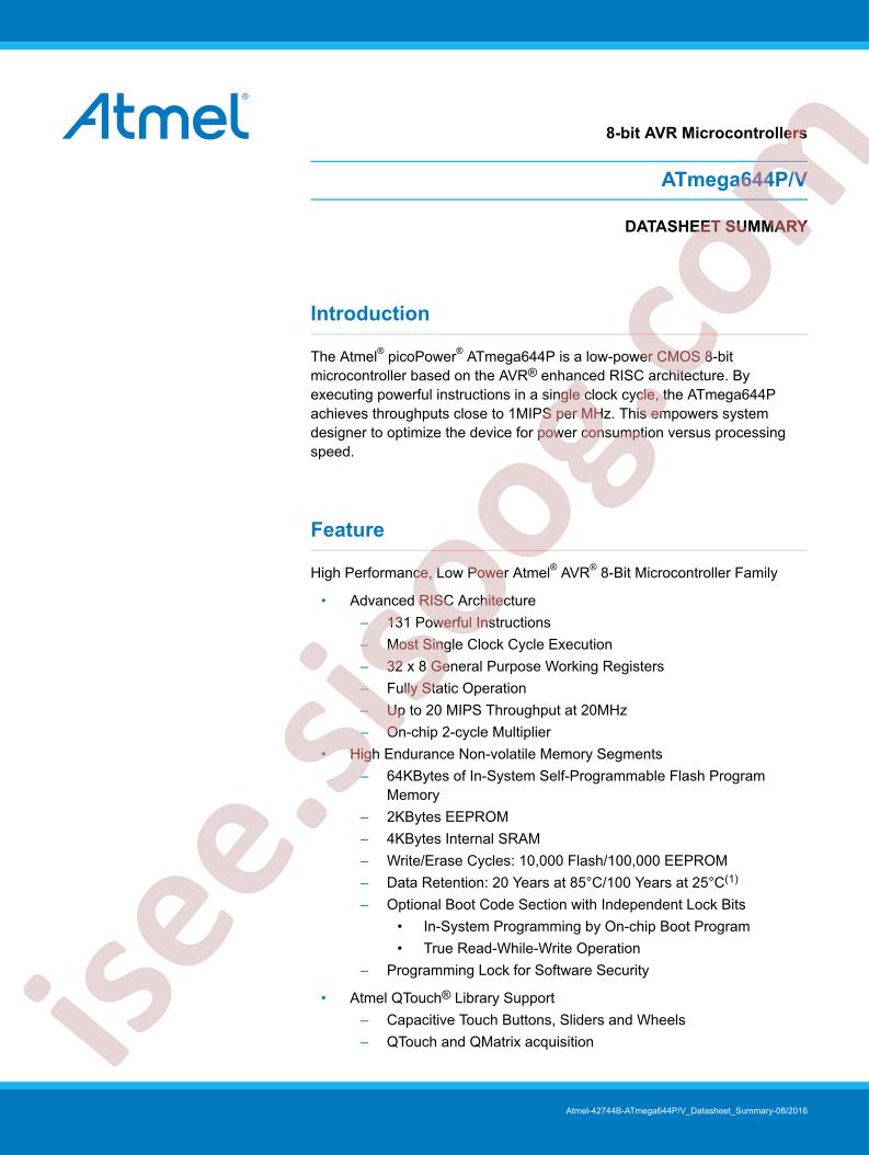 ATmega644P/V Summary