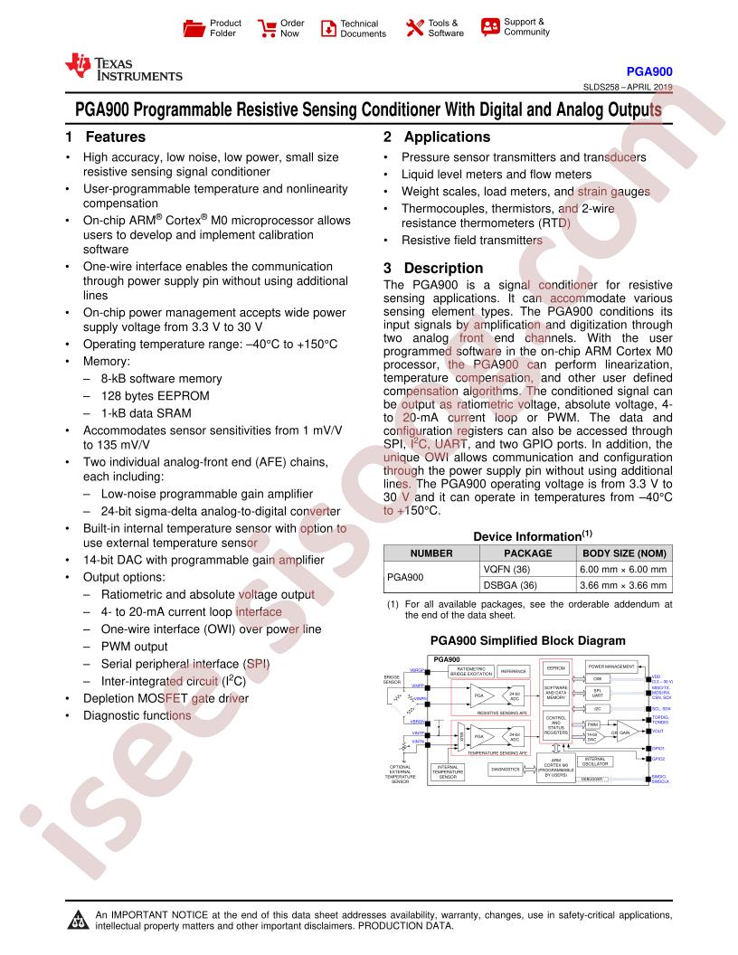 PGA900 Datasheet