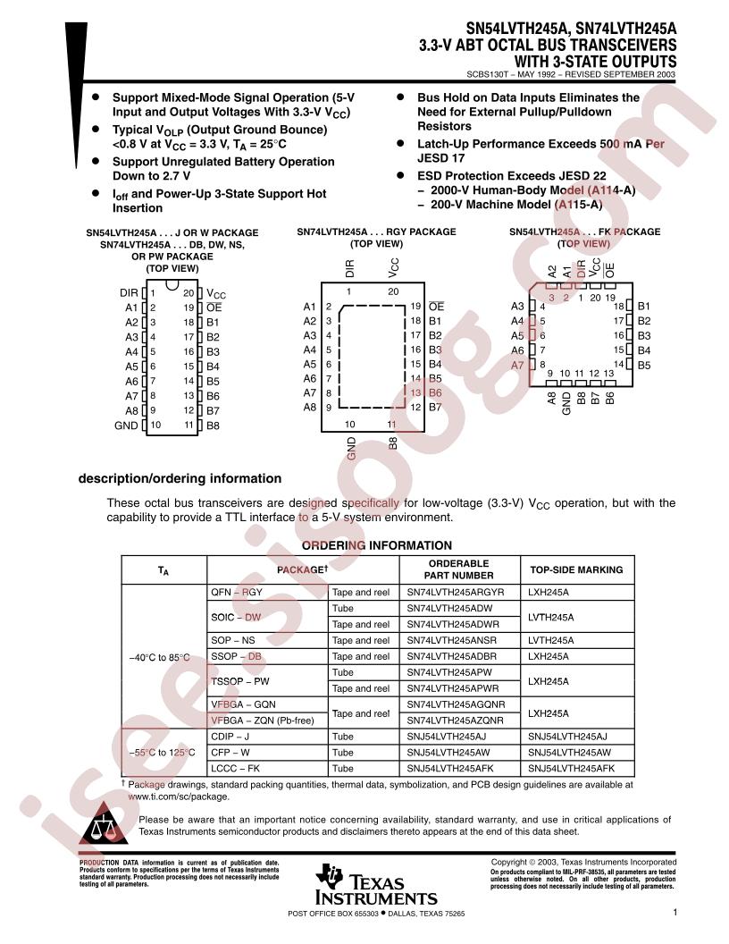 SN(54,74)LVTH245A Datasheet