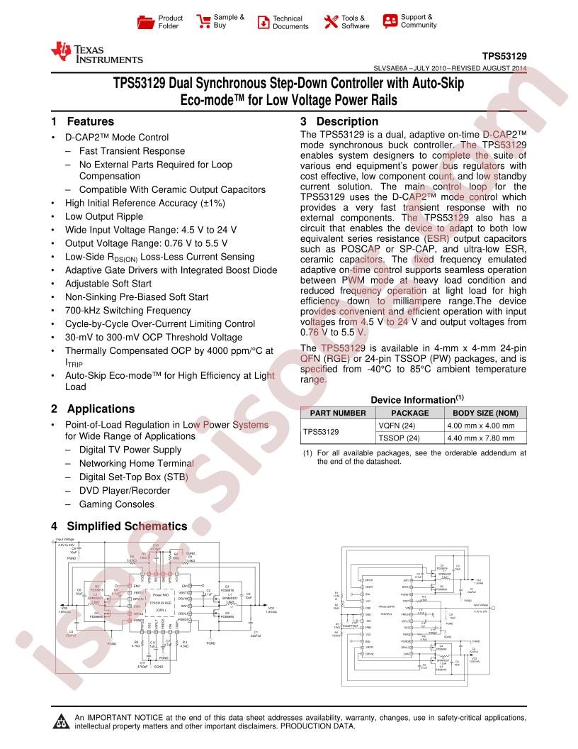TPS53129 Datasheet